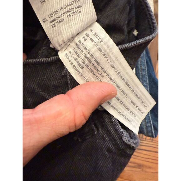 Abercrombie & Fitch Black Denim Long The Dad High-Rise Crossover Jeans Size 27/4 - Picture 5 of 5
